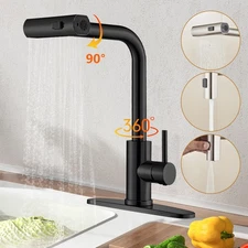 Kitchen Sink Faucet Cold & Hot Sink Mixer Faucet Pull Down Sprayer Single Handle