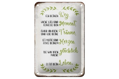 Blechschild geh deinen Weg lache viel, 3 Größen, Deko Spruch
