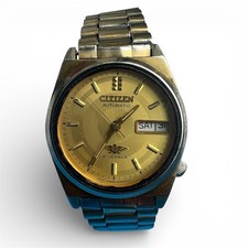 Citizen Automatic 21 Jewel — Gold Dial Day-Date Stainless Steel, Japan 4-S82531