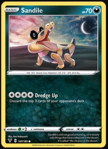 Sandile - 107/185 - Common (Mp) Vivid Voltage - Darkness Pokémon