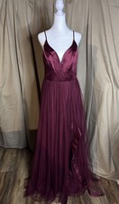 Hayley Paige Formal Dress 5856, Size 10, Burgundy