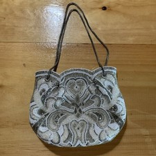 Vintage Walborg Hand Beaded Purse Clutch, Wedding Off White, Art Deco