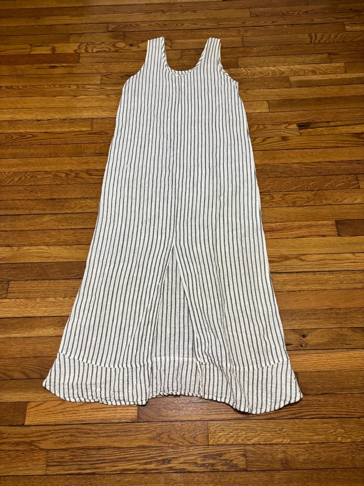 Vestido sin mangas FLAX by Jeanne Engelhart para mujer 100 % lino talla pequeña gris a rayas Foto 4 de 4
