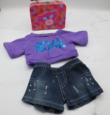 Build A Bear Blue Jean Shorts Purple Roar T ShirtWith Box