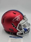 Saquon Barkley Autographed/Signed Mini Helmet Beckett COA Custom Red Helmet