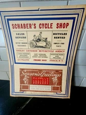 Vintage 1938 Schaber's Cycle Shop Calendar Harley-Davidson Ithaca, NY