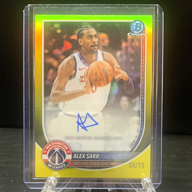 Alex Sarr 2025-26 Bowman Chrome Yellow Autograph BCA-AS Wizards 60/75
