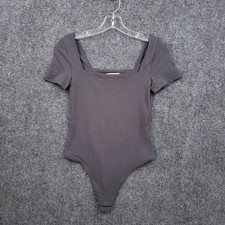 Aritzia Babaton Contour Short Sleeve Square Neck Bodysuit Womens S Small Gray