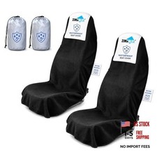 ZIMABLUE 2PC Waterproof Towel Car Seat Covers - 1kg 2 Pack Front Seats Black