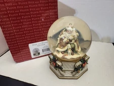 NEW Fitz and Floyd SNOWY WOODS WATERGLOBE 2007 Christmas Santa NOS