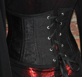 Reversible Lace-up Underbust Waspie Waist Corset Holographic Clubwear Goth XS