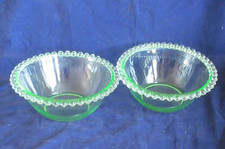 2 x green candlewick design vintage glass jelly bowls