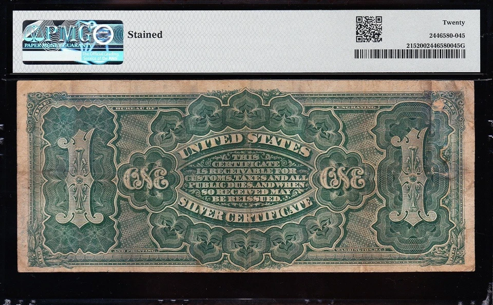 VERY NICE Bold & Crisp VF 1886 $1 Ornate "MARTHA" Silver Cert.! PMG 20! 58534 - Image 3 of 3