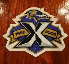 Baltimore Ravens 10th Anniversary Football Willabee & Ward Patch X 1996-2005