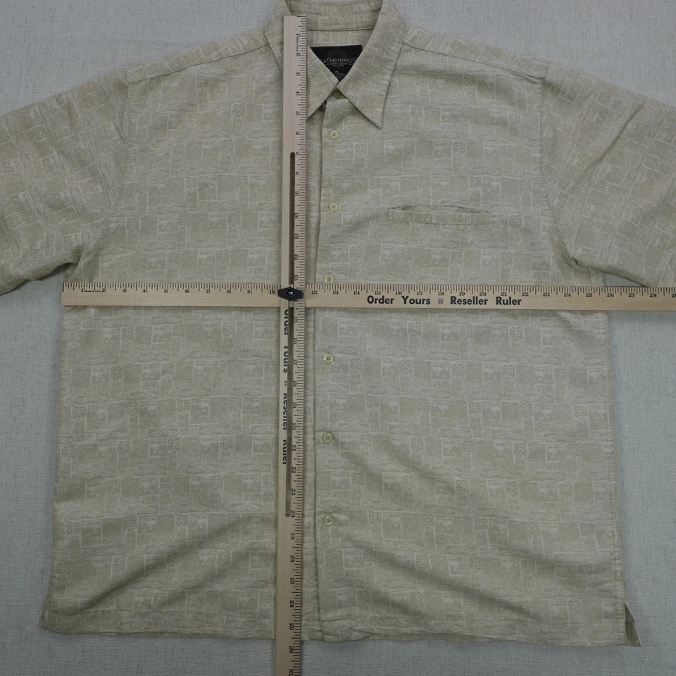 Weatherproof Shirt Mens XL Beige Short Sleeve Button Up Lightweight Rayon Blend - Image 2 of 4