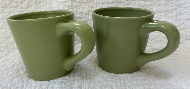 Pair Set Lot of CHANTAL 12 oz. Ceramic Mugs Light Green Celery Sage
