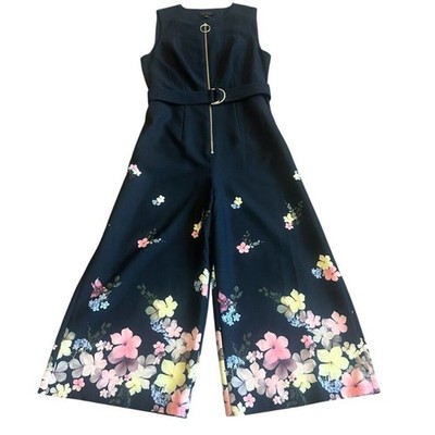 Ted Baker Cosetee Pergola Print Jumpsuit Cropped Length Sleeveless Size 8 Womens