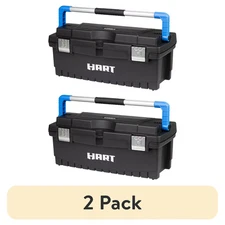 (2 pack) HART 26" Toolbox, Resin Tool Storage and Organization, Black with Blue