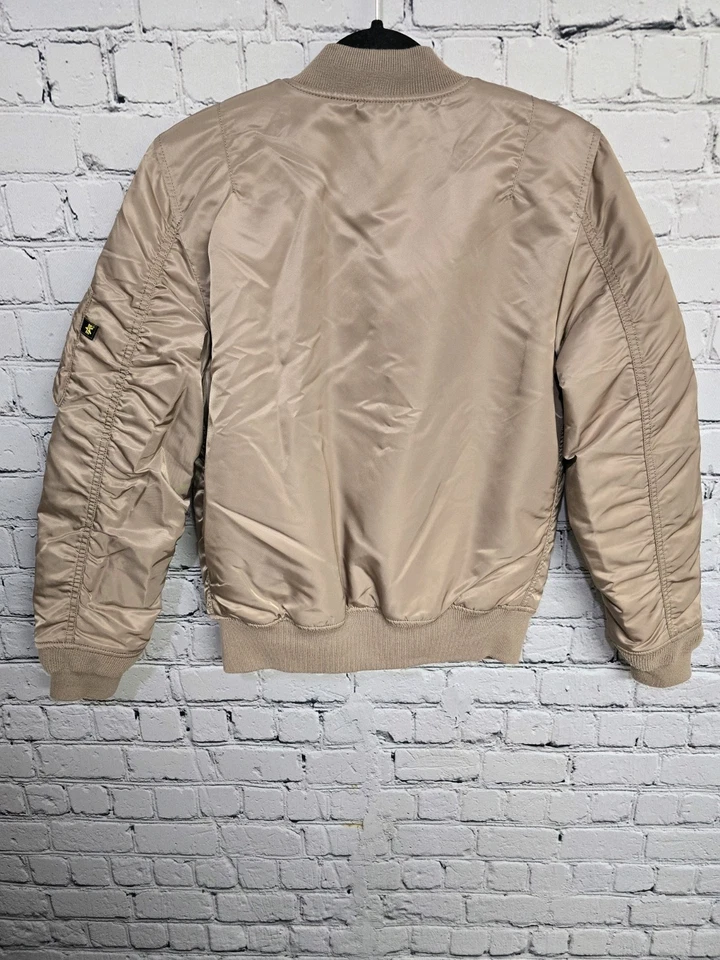 Chaqueta de vuelo Alpha Industries MA-1 para mujer pequeña malva reversible parches de bombardero Foto 3 de 4
