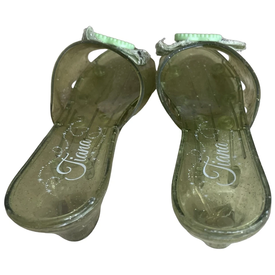 Disney Tiana Shoes Jelly Plastic Dress Up Heels Costume Green Princess Frog - Image 2 of 4