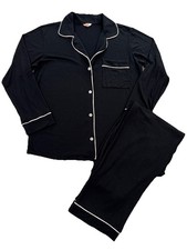 Eberjey Gisele Long PJ Set Tencel Long Pants Long Sleeve Black Sz XS