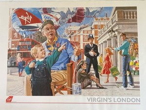 Virgin Atlantic Poster Vintage 1980/90s 70x50cm