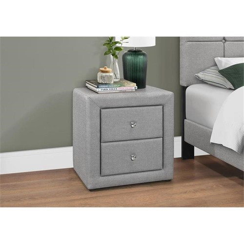 Bedroom Accent Nightstand End Side Lamp Bedroom Linen Look Grey - Picture 2 of 5