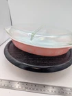 Vintage Pyrex Pink Daisy 1.5 qt Oval Divided Casserole Dish & Lid - EXCELLENT