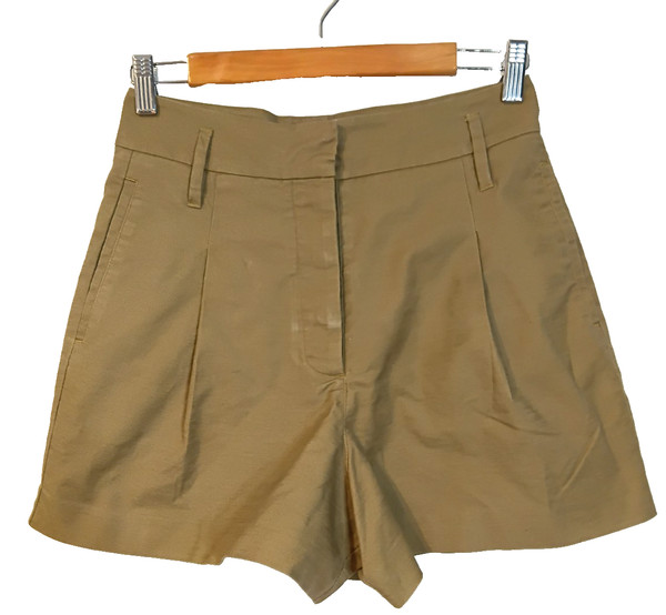 Seed Heritage Size 8 Khaki Cotton Linen Button Fly  Tailored Bermuda Shorts