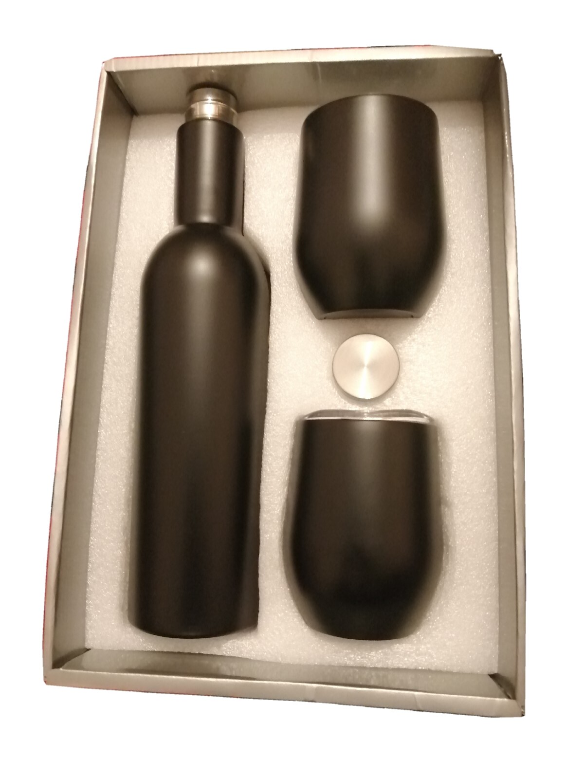 Juego de regalo vaso de vino de acero inoxidable 750 ml, negro