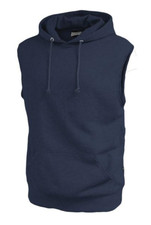 Men's Sleeveless Pullover Hooded Sweatshirt Solid Cotton Vest Hoodie Pockets