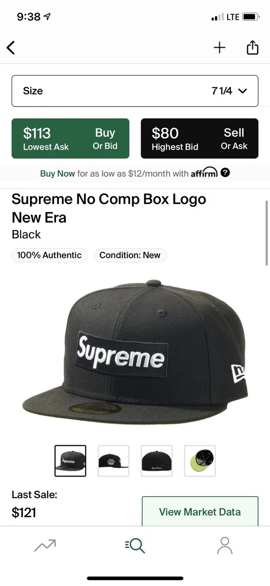 Supreme No Comp Box Logo New Era Fitted Hat 7 1/4 Black (Pre Order)