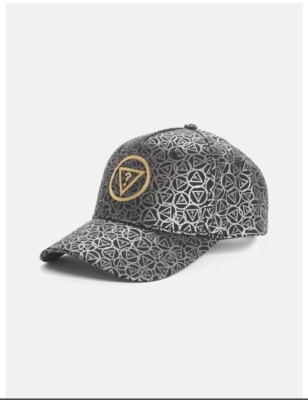 NEW WT WOMEN'S CANVAS GUESS BLACK SILVER METALIC GUESS  LOGO BASEBALL HAT CAP