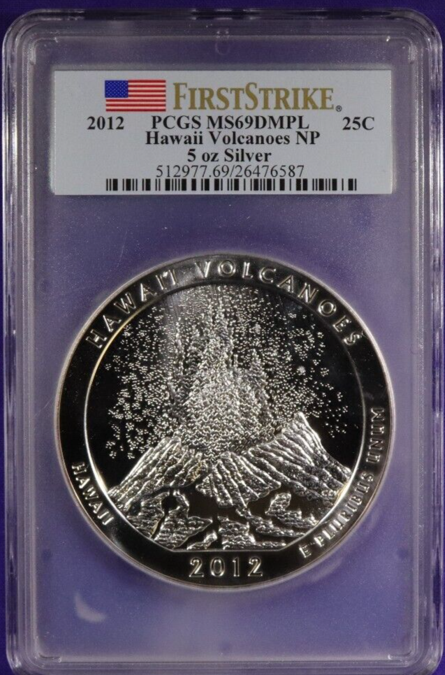 2012 HAWAII VOLCANOES NP -ATB FIRST STRIKE 5OZ SILVER PCGS MS69