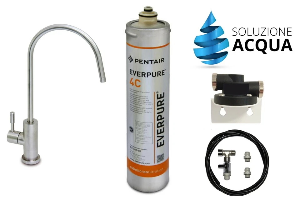 KIT FILTRAZIONE EVERPURE 4C EV960112 FILTRO CON RUBINETTO 1 VIA ACQUA DEPURATA