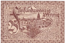 FRANKFURT AM MAIN 1919: 25 Pfennig Kleingeldschein, Alt - Stadtansicht, MAINufer