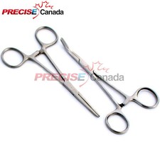 New 2pc Set 6" Straight  Curved Hemostat Forceps Locking Clamps Stainless Steel