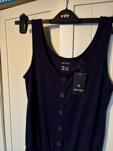 ESMARA Ladies Navy Blue Fine Jersey Sleeveless Short Playsuit Size S NEW - Picture 2 of 9