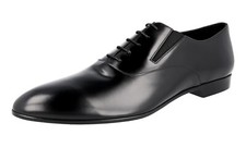 PRADA Brushed Leather Oxford Flexible Dress Shoes 2EG206 Black -  US 11 EU 44
