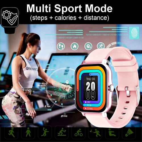 Square Smartwatch Women Men Touch Dial Calls Music Control Fitness Tracker Watch - Afbeelding 2 van 23