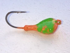 10 SPARKIE BLOOD ORANGE w/GREEN BLACKFISH Jigs Heads Tautog Tog  T&A JIGS Jig