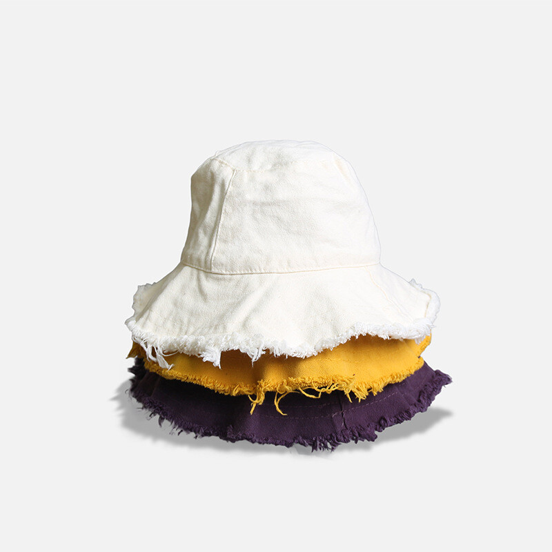 Zonbailon Unisex Cotton Bucket Hat Solid Color Fisherman Sun Cap