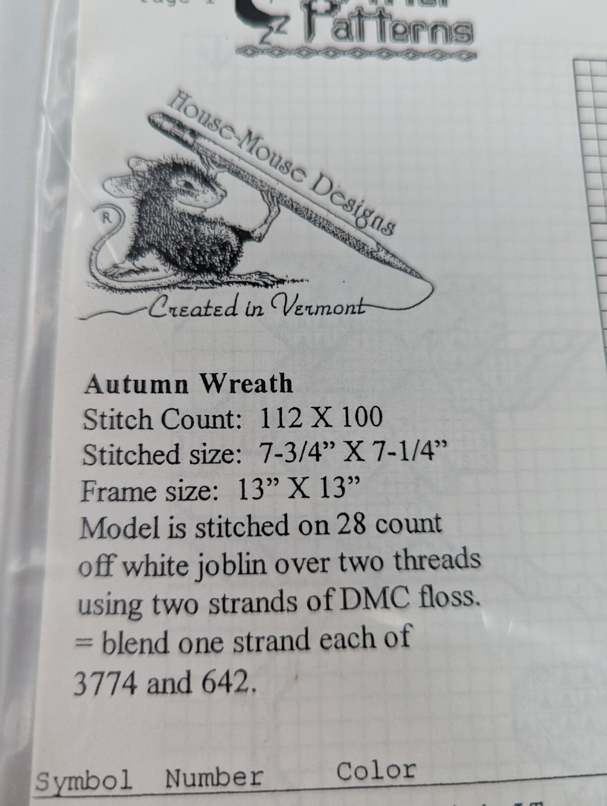 Pitter Patterns House Mouse Designs Cross Stitch Pattern AUTUMN WREATH