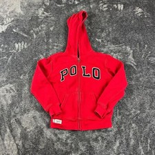 Polo Ralph Lauren Spellout Full Zip Hoodie Jacket Kids 6 Red Navy Blue