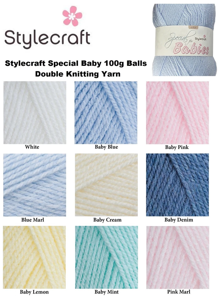 Baby Wool, Stylecraft Special DK For Babies Soft Double Knitting Yarn 100g Balls