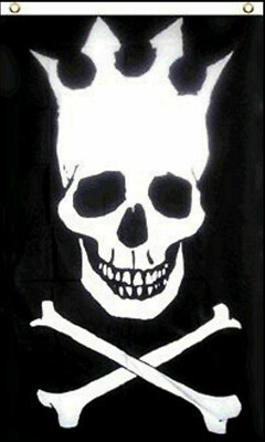 Skull with Crown 3x5ft Pirate Poly Flag - Skull and Crossbones - Jolly Roger