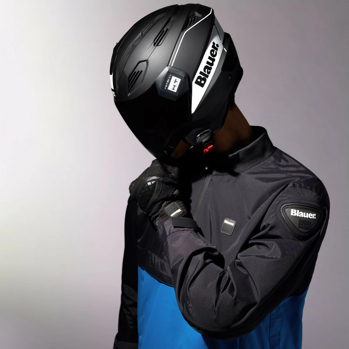 Casco moto scooter JET Blauer BRAT nero opaco bianco L black mat white helmet eBay