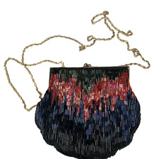 La Regale Beaded Purse Evening Bag Clutch Crossbody Vintage Seashell Design