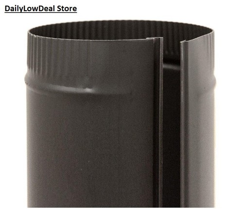 6 Inch Black Stove Pipe Snap-Lock Design Single Wall Steel 24-Gauge Adjustable - Picture 10 of 15