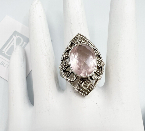 Nicky Butler 925 Sterling Silver Rose Quartz Solitaire Size 7.5 Ring NEW NB - Picture 6 of 9